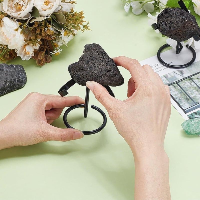 AHANDMAKER 2Pcs Crystal Ball Holder, Black Iron Arms Display Stand Sphere Display Holder for Small Gemstones Geodes Mineral Agate Home Office Decor, 8.05x2.44x3.46 inch - Image 3